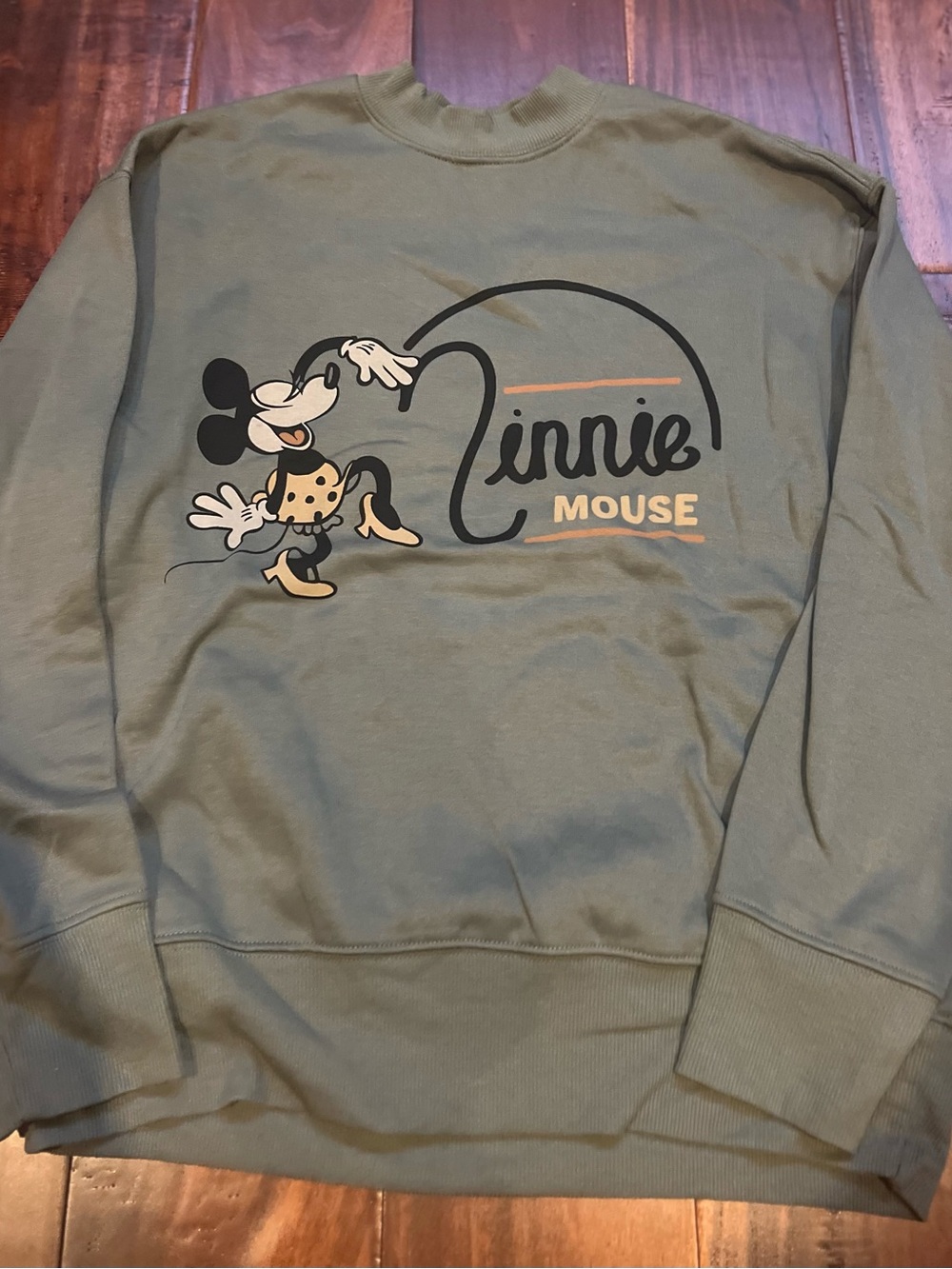 Disney Olive Green Minnie Mouse Graphic Crewneck Sweatshirt
